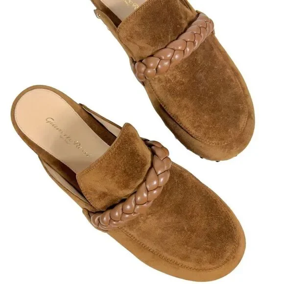 Gianvito Rossi Suede Napa Braided Detail Platform Loafer Clogs Size 40 US 10 - Picture 3 of 8